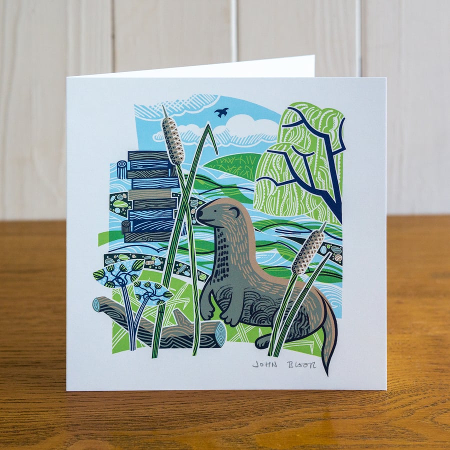 Majestic Animals Otter greetings card, blank inside