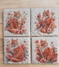 Ginger Cat Decoupaged Slate Coaster Set of 4
