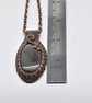 Wire Woven Silver Sheen Obsidian and Copper Gothic Pendant - Image 9