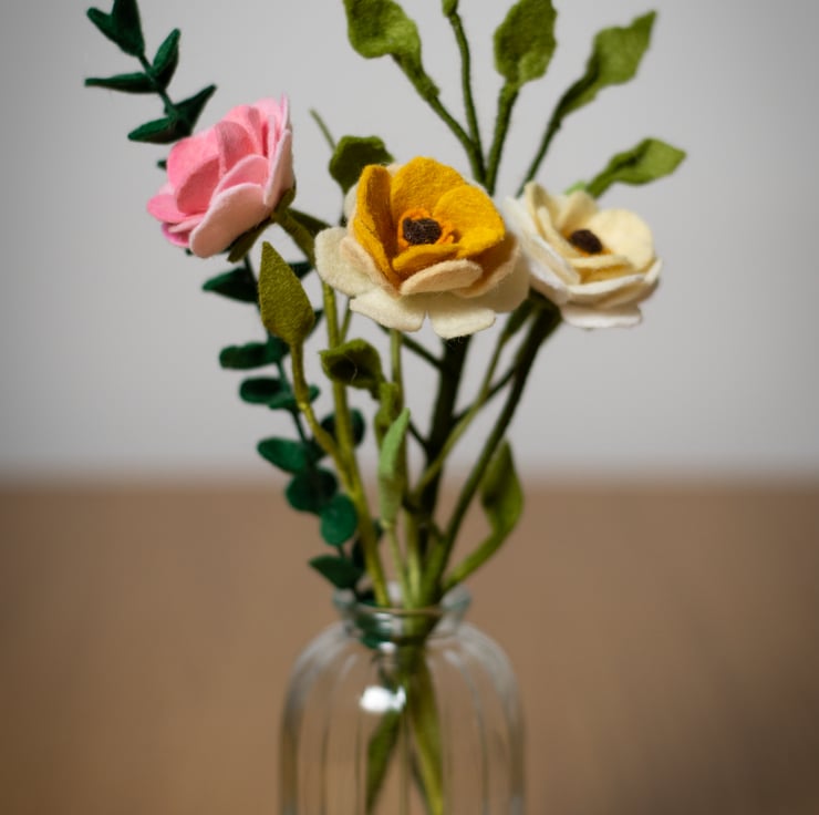 Sunset Petals - Felt Ranunculus Bouquet - Folksy
