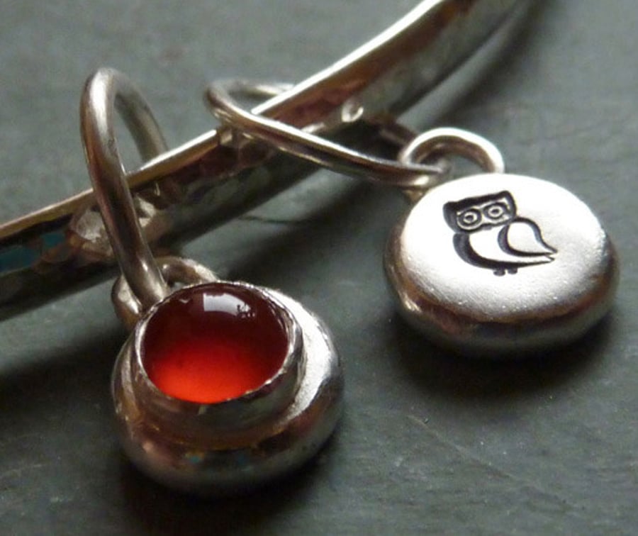 3 charm bangle with gemstone