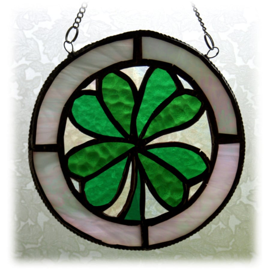 Four Leaf Clover Ring Stained Glass Suncatcher Handmade Lucky