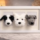 Personalised 3D Dog Replica Frame – Three Dogs Handmade Pet Keepsake from Your