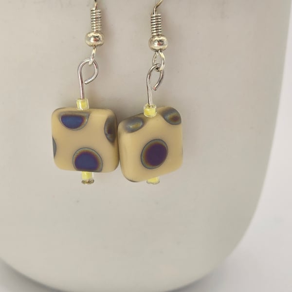 Yellow cubed earrings