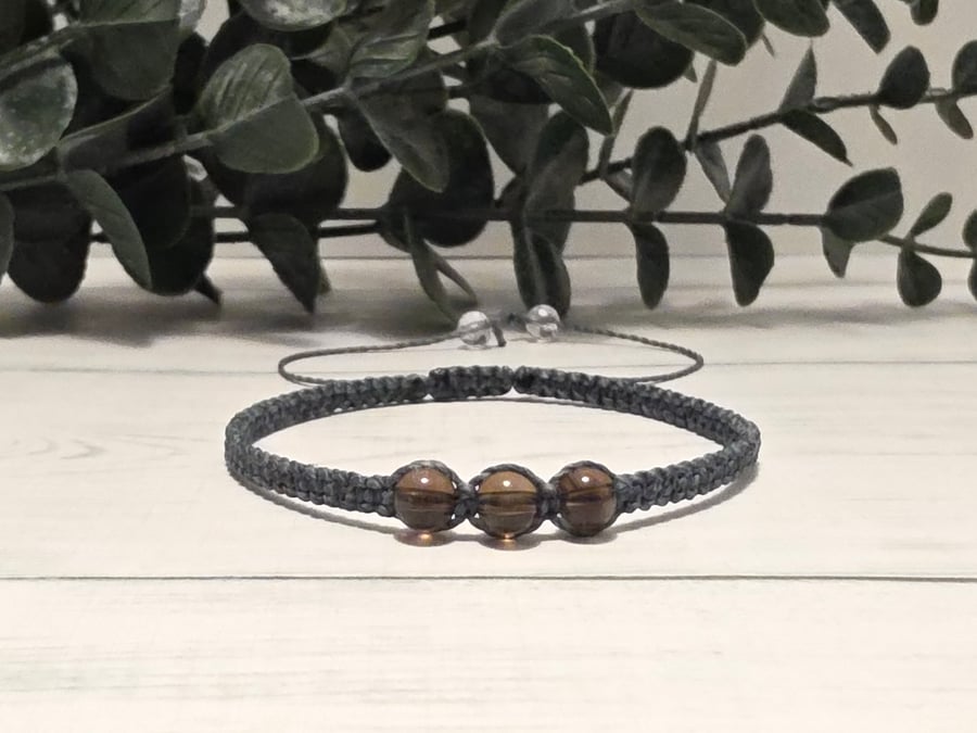 Smoky Quartz Shambala Bracelet