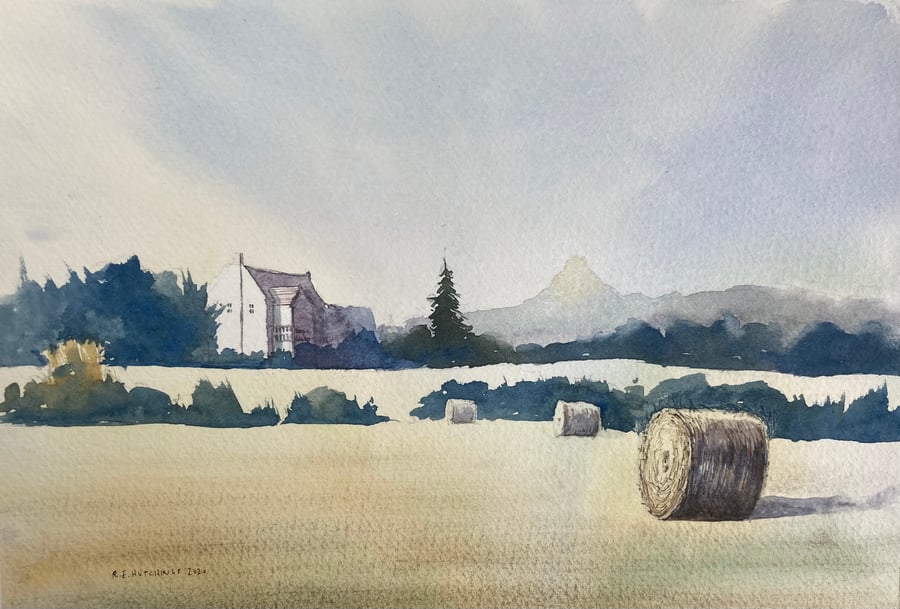 Roseberry topping from Easby en plein air (Pure Original Watercolour)