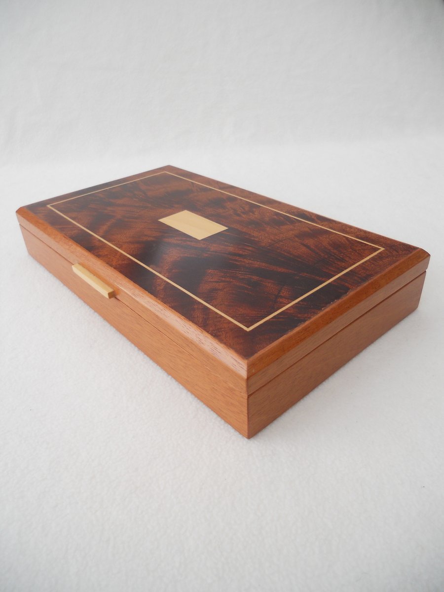 Handmade Wooden Earring Box - solid mahogany (reclaimed)