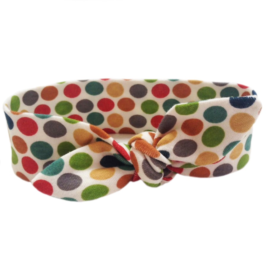 Baby Knotted Headband, ORGANIC, MULTI DOTTIE Knit - GIFT IDEA from BellaOski