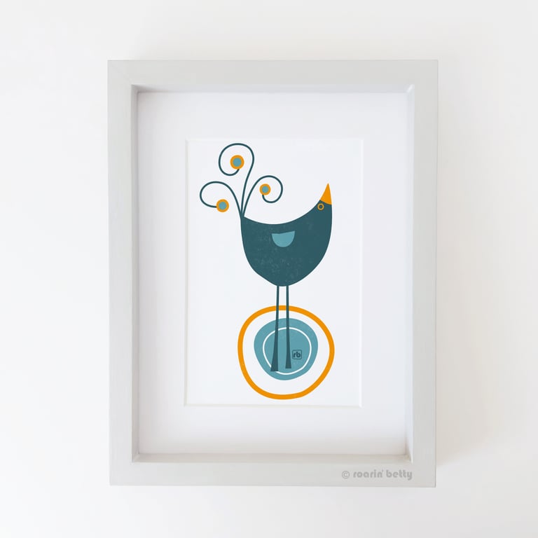 Blackbird In The Pond, original Giclee print