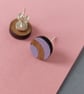 Round colourful curve wooden stud earrings - Image 4