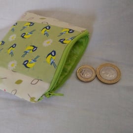 Green Blue Tit Design Coin Purse