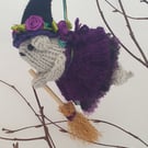 Hand Knitted Mini Witch Mouse - Amethyst