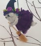 Hand Knitted Mini Witch Mouse - Amethyst