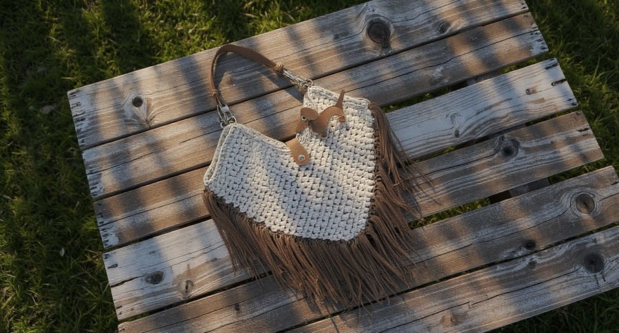 Boho Crochet Tassel bag