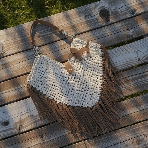Boho Crochet Tassel bag