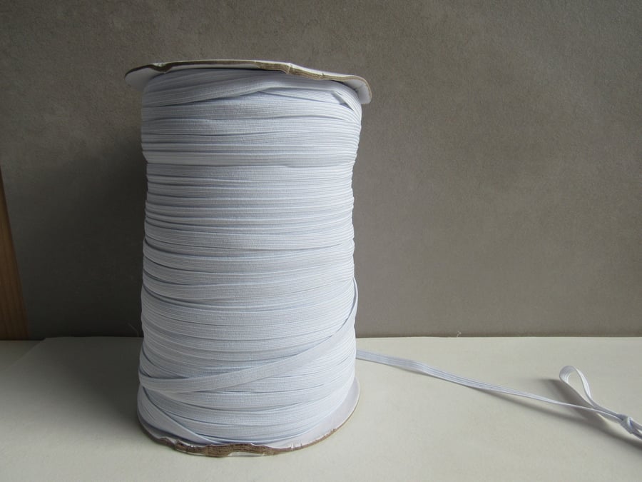 5 metres 6mm Flat White Elastic