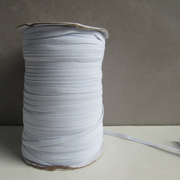 5 metres 6mm Flat White Elastic