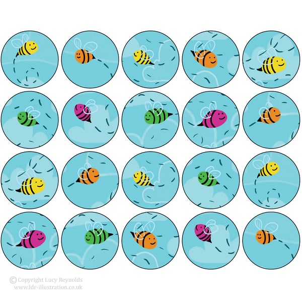 Rainbow Bee Stickers - Pack of 20