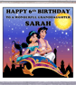 ALADDIN BIRTHDAY CARDS personalised with any AGE RELATIONSHIP & NAME