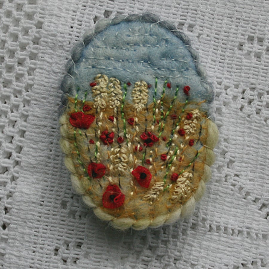 Poppies and Corn- Brooch