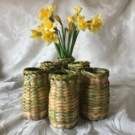 Rush Covered Jam-Jar Posy Vase - Handmade in Cornwall - 630