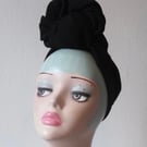 Black Vintage Style Turban with Slouchy Knot
