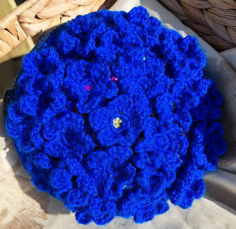 Beautiful Crochet purse covered in crochet flowers 