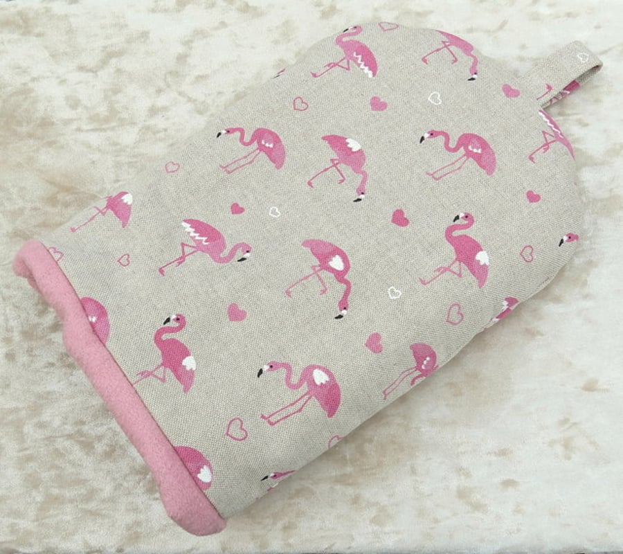 Cafetiere cosy. A coffee cosy made to fit a 2 cup cafetiere. Flamingos design. 