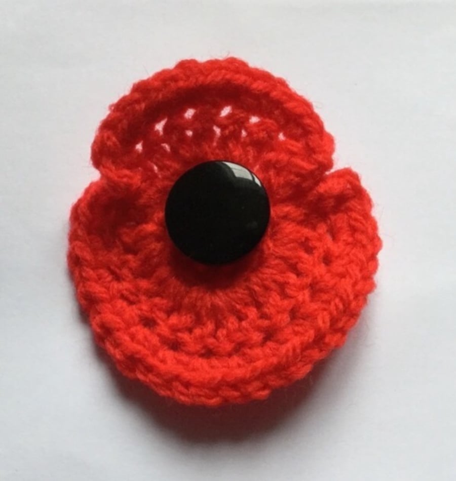 Crochet Red Poppy for Remembrance Day