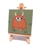 Highland Cow Cute Mini Art - small original cow painting - Image 1