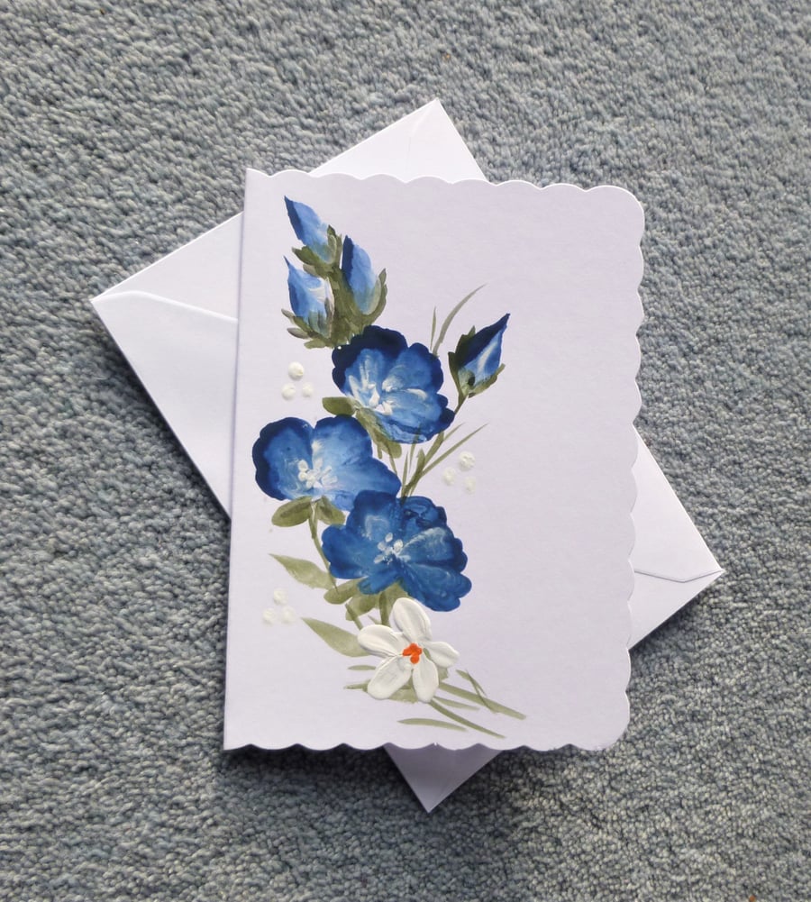 blank greetings hand painted floral card ( ref F 338  )
