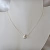 Sterling Silver Clam Shell Cut Bead & Hand Made Chain Necklace