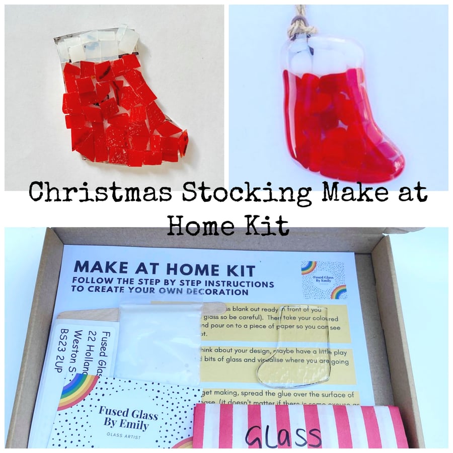 Fused Glass Christmas Stocking Make at Home Kits, suitable for all ages