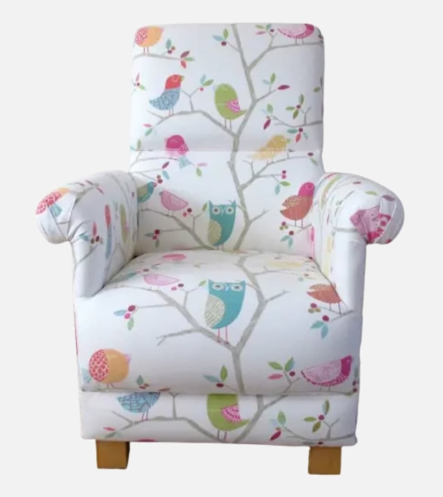 Harlequin Owls Armchair Pink Adult Chair Scion What A Hoot Fabric Nursery Small