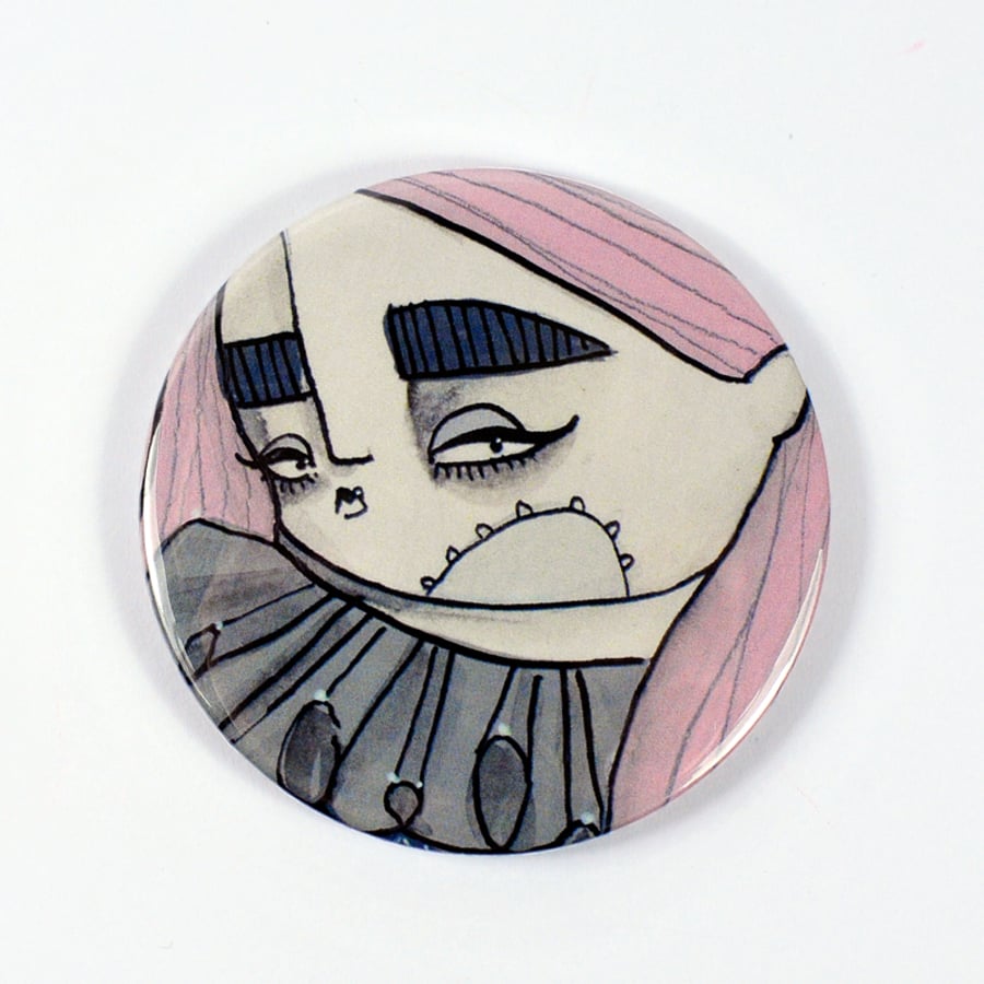 SALE 'Pink haired girl'- Pocket Mirror
