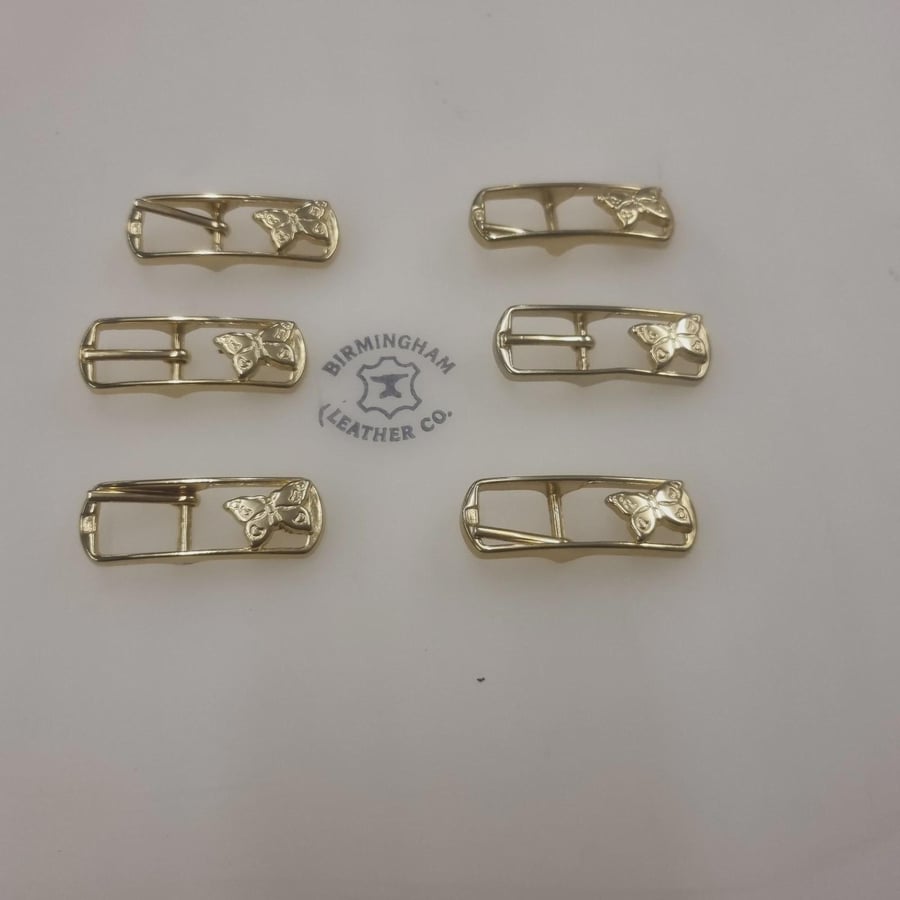6X 15mm Butterfly Gold Toned Belt Buckles