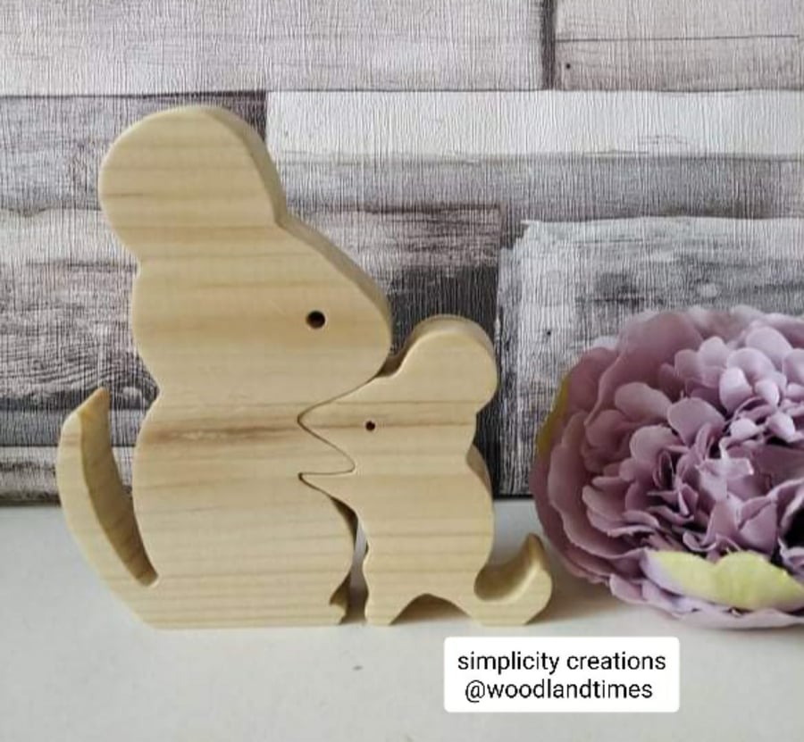 Mice, wooden mouse and baby, cute wooden decor, handmade new 
