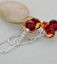  Amber Lampwork Glass Bead Earrings - Sterling Silver - Image 2
