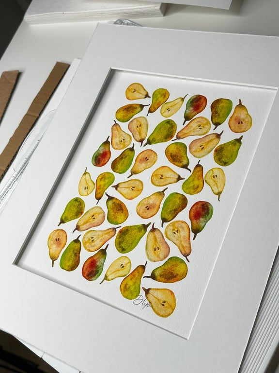 Watercolour Signed A4 Art Print - Juicy Pear Tray