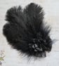 Regency Black Feather and Lace Fascinator – Hair Clip Headpiece