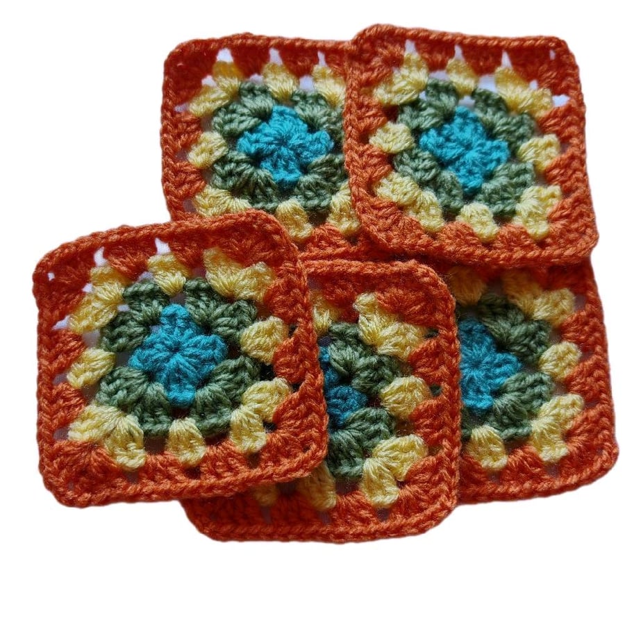 Handmade Multicolor Crochet Granny Squares - Sunlit Grove Boho Motifs