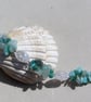 Amazonite & Crackled Clear Quartz Crystal Gemstone Bracelet "Amazon Dew" - Image 5