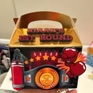 6 Personalised Boys Boxing themed party boxes, party bags 