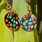 Circular, 15mm in diameter, Hand-painted Paper Earrings
