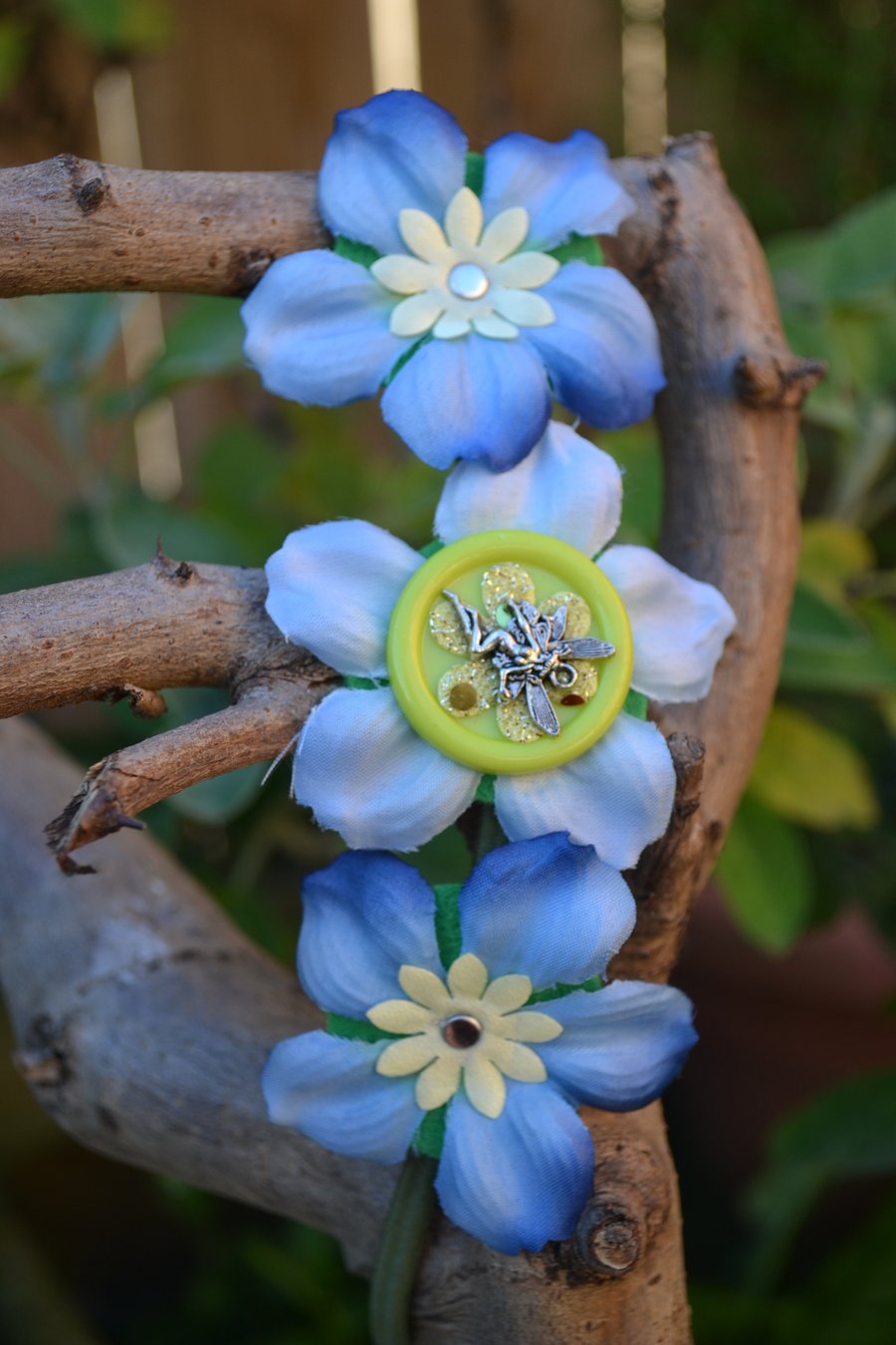 Flowers and Fairies Girl Headband (Blue)