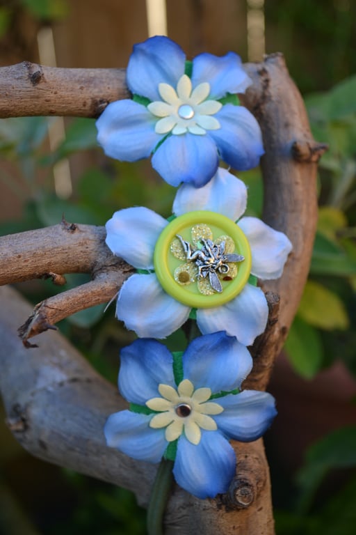 Flowers and Fairies Girl Headband (Blue)