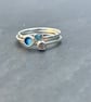 Rainbow Moonstone Stack Ring, silver stack ring, enamel ring, enamel stack ring, - Image 2