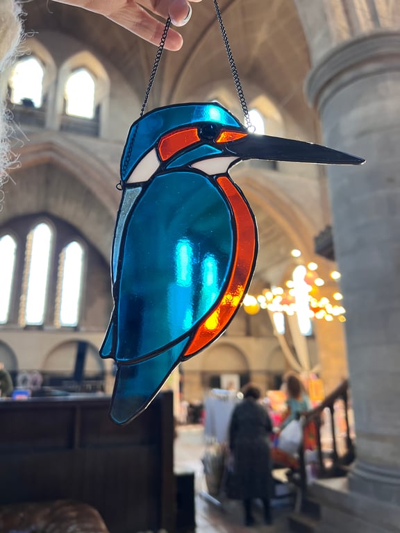 Stained Glass kingfisher - spring bird lover gift 