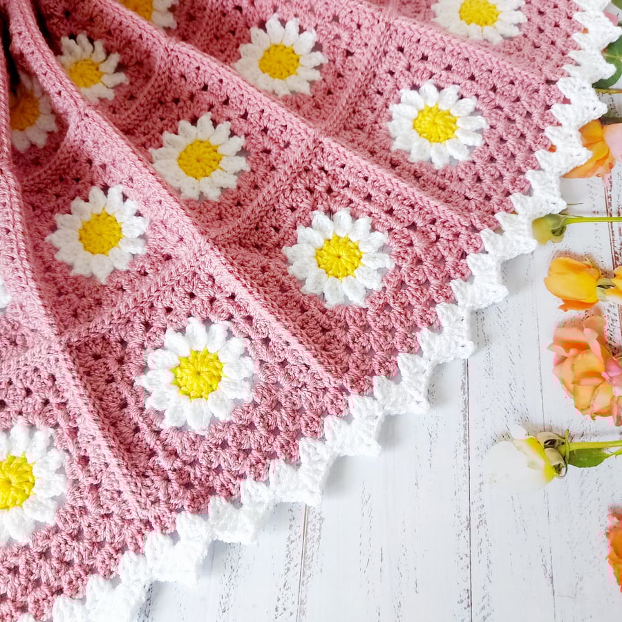 Crochet Daisy Baby Blanket - Made To Order 