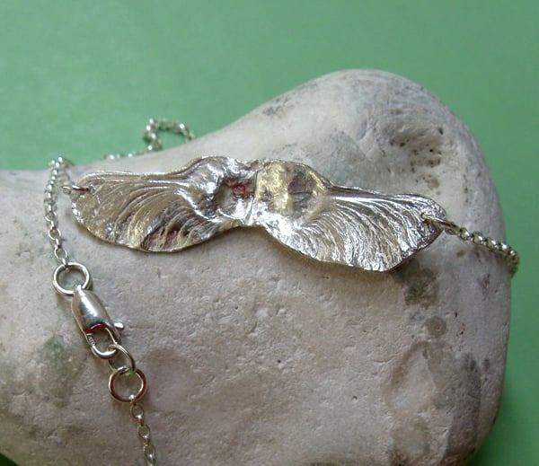 Fine silver sycamore seed necklace